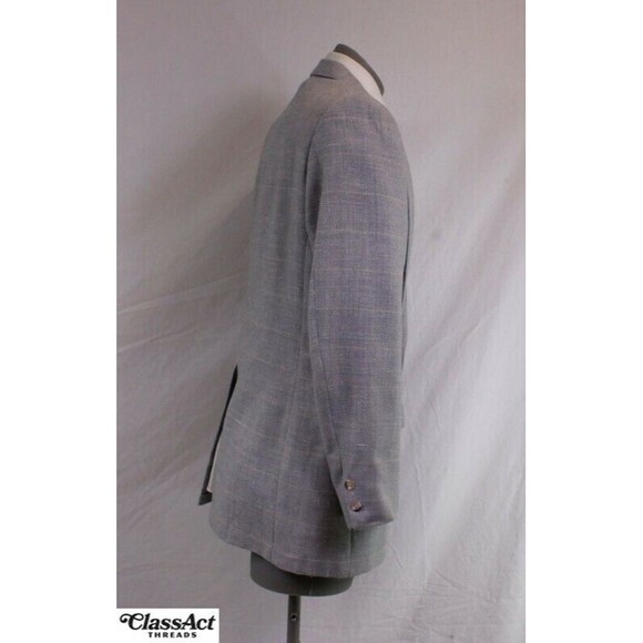Bill Blass Jacket Blazer Sport Coat Blue glen plaid 2 btn Tweed 42L - Picture 4 of 8